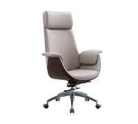 YCVAWEOD Executive office chair Gray Pu Leather High Backchair Comfortable Padded Computer Chair With Arms Lumbar Support & Headrest For Adults & Students Large Size LWX