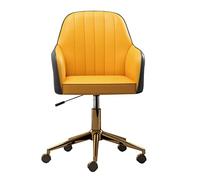 YCVAWEOD Executive office chair Homecurved Seat Computer Stool With 360° Swivel Wheels Height Adjustable Chrome Finish Faux Leather Available In Pink And Yellow LWX