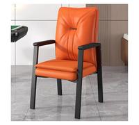 YCVAWEOD Executive Orange Leather Reception Chair - Padded Armrests Metal Frame High Back Accent Armchair for Office Guest Seating Stylish Comfort Modern Design LWX