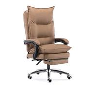 YCVAWEOD Executive Swivel Chair with Footrest High Back Reclining Executive Office Desk Chair Leather Desk Gaming Chair Bearing capacity: 330 Lbs,Khaki LWX