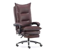 YCVAWEOD Executive Swivel Chair with Footrest High Back Reclining Executive Office Desk Chair Leather Desk Gaming Chair Bearing capacity: 330 Lbs,Brown LWX