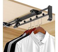 YCVAWEOD Extendable Clothes Hanging Rod for Wardrobe Adjustable 25-45cm Wardrobe Clothes Rail Metal Pull Out Clothes Hanger,Black Matte (Size : 400mm/15.7inch) beautiful scenery LWX