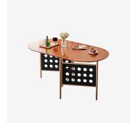 YCVAWEOD Extendable Drop Leaf Table,Versatile Collapsible Extension Table,Easy to Assemble,for Small Spaces Dining Room Kitchen.(Walnut+Black) LWX