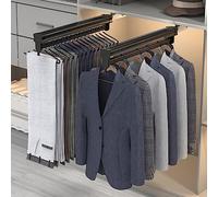 YCVAWEOD Extendable Pull-Out Closet Hanger with Silent Slide Rails - 1 Piece Clothes Rod Valet, Supports 25KG, Space-Saving Wardrobe Organizer, Perfect for Easy Access LWX