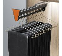 YCVAWEOD Extendable Pull-Out Closet Rod, Aluminum Alloy Clothes Rail, Double-Row Damping Design, Heavy-Duty Valet Rod, Supports Up to 35KG, Perfect for Organizing Closets LWX