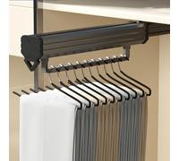 YCVAWEOD Extendable Pull Out Closet RodAdjustable 2555cm Clothes Rail & Trousers Rack Steel Wardrobe Organizer for Pants & Clothing Storage Black 2Pack LWX
