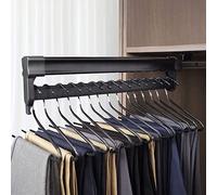 YCVAWEOD Extendable Pull Out Clothes Hanger Rail, Adjustable Heavy Duty Steel Rod for Closet Storage, Sliding Rack Bar for Pants & Coats, Space-Saving Wardrobe Organizer (397mm) LWX