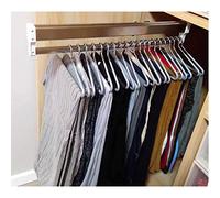 YCVAWEOD Extendable Pull Out Clothes Rail for Closet, Adjustable 30-80cm Wardrobe Rod with 2 Sliding Rails, 201 Stainless Steel Clothes Rack, Max Load 25kg, Space-Saving Design LWX