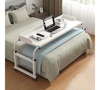 YCVAWEOD Extendable Rolling Overbed Table, Height & Length Adjustable Bedside Laptop Table Mobile Computer Workstation for Home Office Use LWX