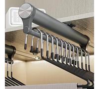YCVAWEOD Extendable Sliding Clothes Rail - Pull Out Wardrobe Rod for Closet Storage, Adjustable Valet Rack, Gray 30cm/12in, Ideal for Cabinet Organization and Space-Saving LWX