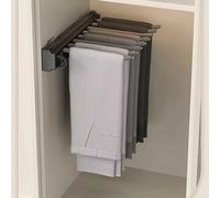 YCVAWEOD Extendable Stainless Steel Trousers Hangers - Space-Saving Pull-Out Pants Rack for Wardrobe, Adjustable 41cm Trouser Holders, Grey Clothes Storage Solution LWX