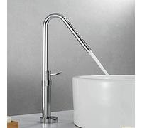 YCVAWEOD Faucets,Chrome Mixer Sink Faucet Short or Tall Style Art Design Hot Cold Mixer Crane Tap Deck Mount 360 Degree Rotation Basin Faucets with Aerator/H390Mm Present LWX