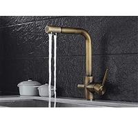 YCVAWEOD Faucets,Kitchen Faucetque Brass 3 Way Pure Faucet Filtered Water Sink Mixer Tap 360 Degree Rotation Kitchen Mixer Taps Aerator Deck Mounted Retro Present LWX