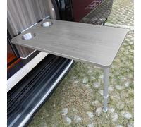 YCVAWEOD Foldable Camping Table with Adjustable Steel Supports - Ideal for RVs Travel Picnics & Small Spaces - Teak Color - Lightweight & Portable Outdoor Furniture LWX