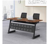 YCVAWEOD Foldable Conference Table Mobile Office Desk Space-Saving Furniture for Meeting Rooms Training Spaces Libraries (Brown 160x60x75cm) LWX