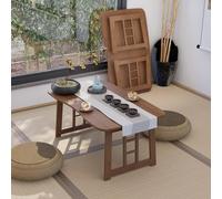 YCVAWEOD Foldable Japanese Floor Table - Lightweight Bamboo Low Table for Living Room, Bedroom, Camping & Picnics - No Assembly Required - Portable Brown Design LWX