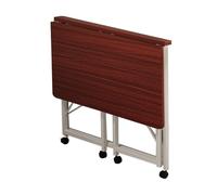 YCVAWEOD Foldable Laptop Desk with 4 Wheels Compact Drop Leaf Writing Table for Small Spaces Teak & White Home Office Workstation Perfect Study Desk (L 80cm) LWX