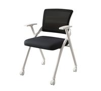YCVAWEOD Foldable Office Chair with Armrests Portable Computer Desk Chair on Wheels Conference Meeting Chair for School and Commercial Use (White) LWX