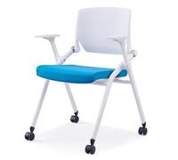 YCVAWEOD Foldable Office Chair with Wheels Rolling Desk Chair with Armrests Stackable Conference Chair for Guests Reception & Meeting Blue Color LWX