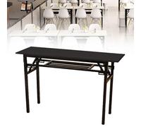 YCVAWEOD Foldable Portable Dining Table with Metal Frame & Storage Shelf - Versatile Multi-Functional Computer Desk for Home Office Conference Training Writing & Dining Use LWX