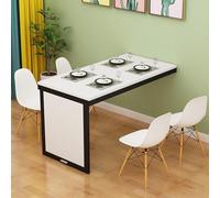 YCVAWEOD Foldable Wall Mounted Table Telescopic Invisible Kitchen Shelf Wooden Space Saving Dining Table for Home Small Balcony Living Room White & Black Frame LWX