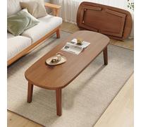 YCVAWEOD Foldable Wooden Accent Table Small Rustic Coffee Table Center Table for Living Room Bedroom Office Space Saving Design (Walnut Color Compact Size) LWX