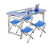 YCVAWEOD Folding Camping Table and Chairs Set Aluminum 47.2''L x 23.6''W Adjustable Height Desk for Camping Picnic BBQ with 2 Chairs - Portable Outdoor Furniture LWX