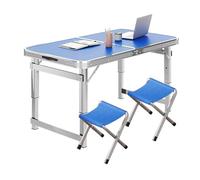 YCVAWEOD Folding Camping Table and Chairs Set Aluminum 47.2''L x 23.6''W Adjustable Height Desk for Outdoor Picnic BBQ Tailgating Portable Outdoor Furniture LWX