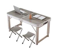 YCVAWEOD Folding Camping Table and Chairs Set Aluminum Portable Table 47.2''L x 23.6''W Height Adjustable Office Desk for Camping Picnic BBQ (Includes 2 Chairs) LWX