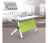 YCVAWEOD Folding Conference Table,140cm White Folding Table Conference Room Table Mobile Meeting Table with Silent Wheels,Training Table (1pcs) LWX