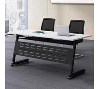 YCVAWEOD Folding Conference Table Mobile Office Desk Space-Saving Furniture for Meeting Rooms Training Spaces Libraries (White 140x50x75cm) LWX