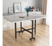 YCVAWEOD Folding Dining Table Drop Leaf Dining Table, Space Saving Extendable Dinner Table with 6 Wheels, Steel Pipe Bracket, Foldable in 3 Forms, for Small Spaces, Kitchen Bedroom Dining Room LWX