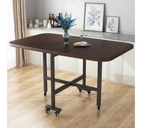 YCVAWEOD Folding Dining Table Drop Leaf Dining Table, Space Saving Extendable Dinner Table with 6 Wheels, Steel Pipe Bracket, Foldable in 3 Forms, for Small Spaces, Kitchen Bedroom Dining Room LWX