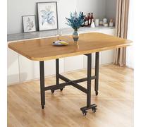 YCVAWEOD Folding Dining Table Drop Leaf Dining Table, Space Saving Extendable Dinner Table with 6 Wheels, Steel Pipe Bracket, Foldable in 3 Forms, for Small Spaces, Kitchen Bedroom Dining Room LWX