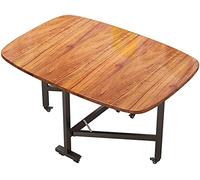 YCVAWEOD Folding Dining Table, Drop Leaf Foldable Table, Wood Extendable Table Dining with 6 Wheels, Saving Space, Round Edge Design, Moveable Kitchen Desk for Living Room Dining Room, 120cm LWX