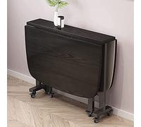 YCVAWEOD Folding Dining Table, Drop Leaf Foldable Table, Wood Extendable Table Dining with 6 Wheels, Saving Space, Round Edge Design, Moveable Kitchen Desk for Living Room Dining Room, 100cm LWX