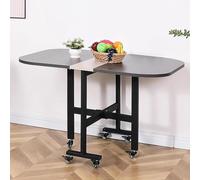 YCVAWEOD Folding Dining Table, Folding Dining Kitchen Table, Wooden Extendable Table with 6 Casters, Multifunctional Expandable Workstation, Space Saving Drop Leaf Table(2,1.0 M) LWX