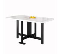 YCVAWEOD Folding Dining Table, Imitation Marble Kitchen Table, Rectangular Dining Room Table, Carbon Steel Frame, Dinner Table, 3 Foldable Modes, No Installation Required(Gray,8 LWX