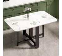 YCVAWEOD Folding Dining Table, Rectangular Kitchen Table, Saves Space Dining Room Table, Wooden Drop Leaf Table, Carbon Steel Frame, Foldable Dinner Table, for Small Apartment(W LWX