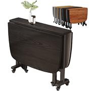 YCVAWEOD Folding Drop Leaf Table Set for Indoor & Outdoor Use Space Saving Dining Table with Chairs Ideal for Work Study and Dining Black 100 * 60cm/39 * 23in LWX