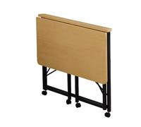 YCVAWEOD Folding Laptop Desk with Wheels Compact Drop Leaf Writing Desk for Small Spaces Portable Home Office Computer Workstation Wood & Black Frame 80cm Long LWX