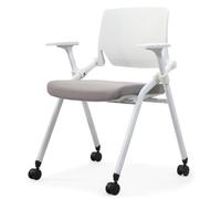 YCVAWEOD Folding Office Chair with Wheels and Armrests Stackable Conference Chair for Guests Reception and Meetings - Grey LWX