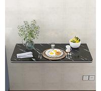 YCVAWEOD Folding Wall Mounted Dining Table Marble Pattern Desk for Kitchen Black 90X40cm LWX