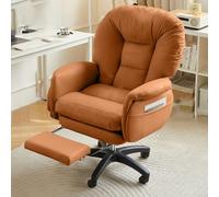 YCVAWEOD Gaming Chair Leather Office Chair with Lumbar Support Reclining Swivel Executive Design Armrests Footrest Brown/Chocolate Color. LWX