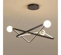 YCVAWEOD Geometric Linear Pendant Light, Ultra-Thin Metal Hanging Lamp with Glass Ball Shade, Dimmable LED Chaner, Dining Room Lighting Suspension Lamps, Modern Minimalist Drop Lights LWX