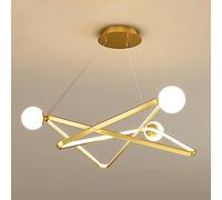 YCVAWEOD Geometric Linear Pendant Light, Ultra-Thin Metal Hanging Lamp with Glass Ball Shade, Dimmable LED Chaner, Dining Room Lighting Suspension Lamps, Modern Minimalist Drop Lights LWX