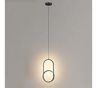 YCVAWEOD Geometric Long Ring Pendant Light, Linear Metal Hanging Lamp With Silicone Shade, Modern Led - 18W, Bedside Lamps, Nordic Simple Suspension Lights For Children'S Room-Dark-white light LWX