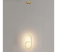 YCVAWEOD Geometric Long Ring Pendant Light, Linear Metal Hanging Lamp With Silicone Shade, Modern Led - 18W, Bedside Lamps, Nordic Simple Suspension Lights For Children'S Room-Gold-white light LWX