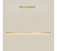 YCVAWEOD Gold Long Strip Pendant Light, Metal Linear Hanging Lamp with Acrylic Shade, Modern 40W LED Suspension Lamps, Pendant Light LWX