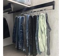 YCVAWEOD Heavy Duty Extendable Pull Out Closet Rod - Pull Out Closet Rod, Adjustable Black Wardrobe Rod For Clothes, Pants, Scarves, Etc., Space-saving Stainless Steel Clothing Organizer(700mm) LWX